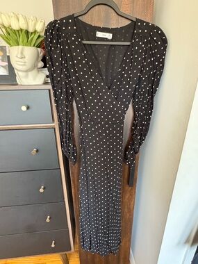 Mango Polka Dot 3/4 sleeves Long Dress
